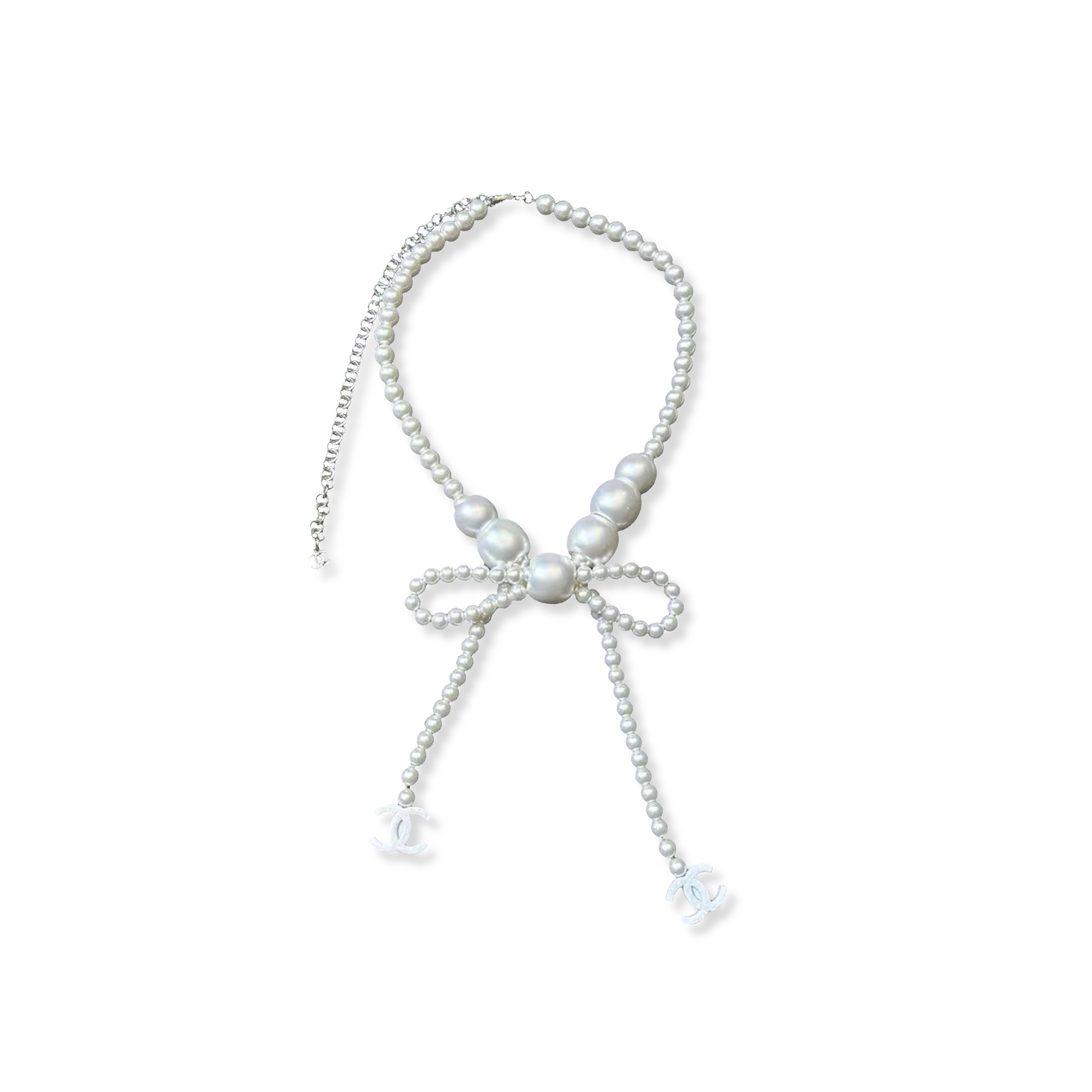 Ch*el silver cc pearl necklace abe929